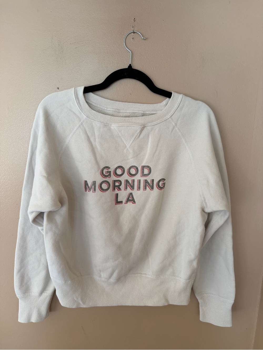 Nili Lotan Good Morning LA Cream Graphic Crewneck Sweatshirt knit top S